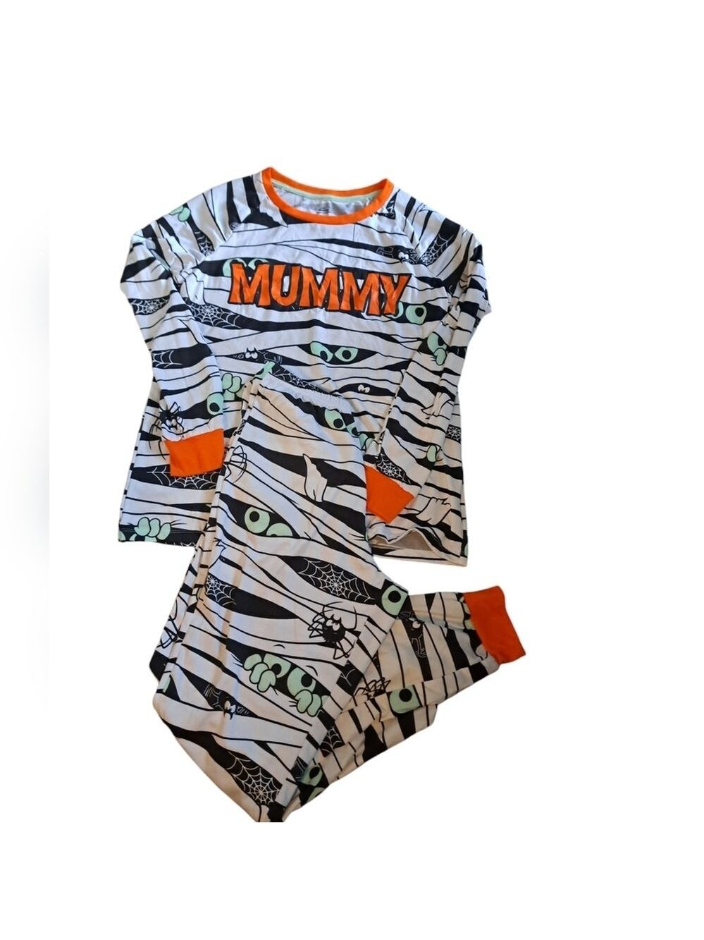 Celebrate Halloween MUMMY two piece PJs long sleeve top pants pajamas stretch S